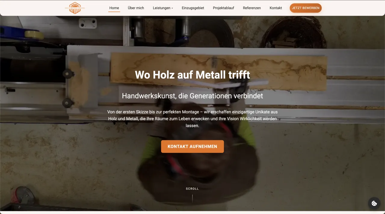 Startseite der Website von Holz Metall Riedel