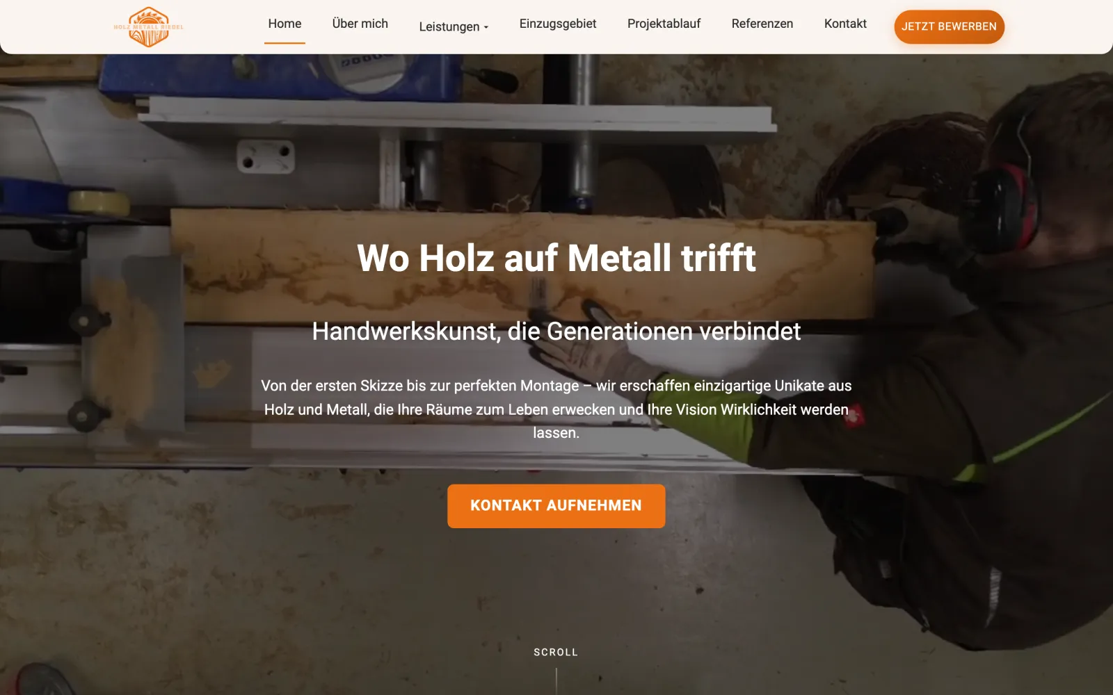 Startseite von Holz Metall Riedel aus Horka auf einem Laptop
